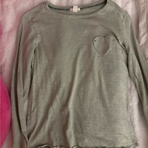 Crewcuts Green Long Sleeve Tee Heart Pocket
